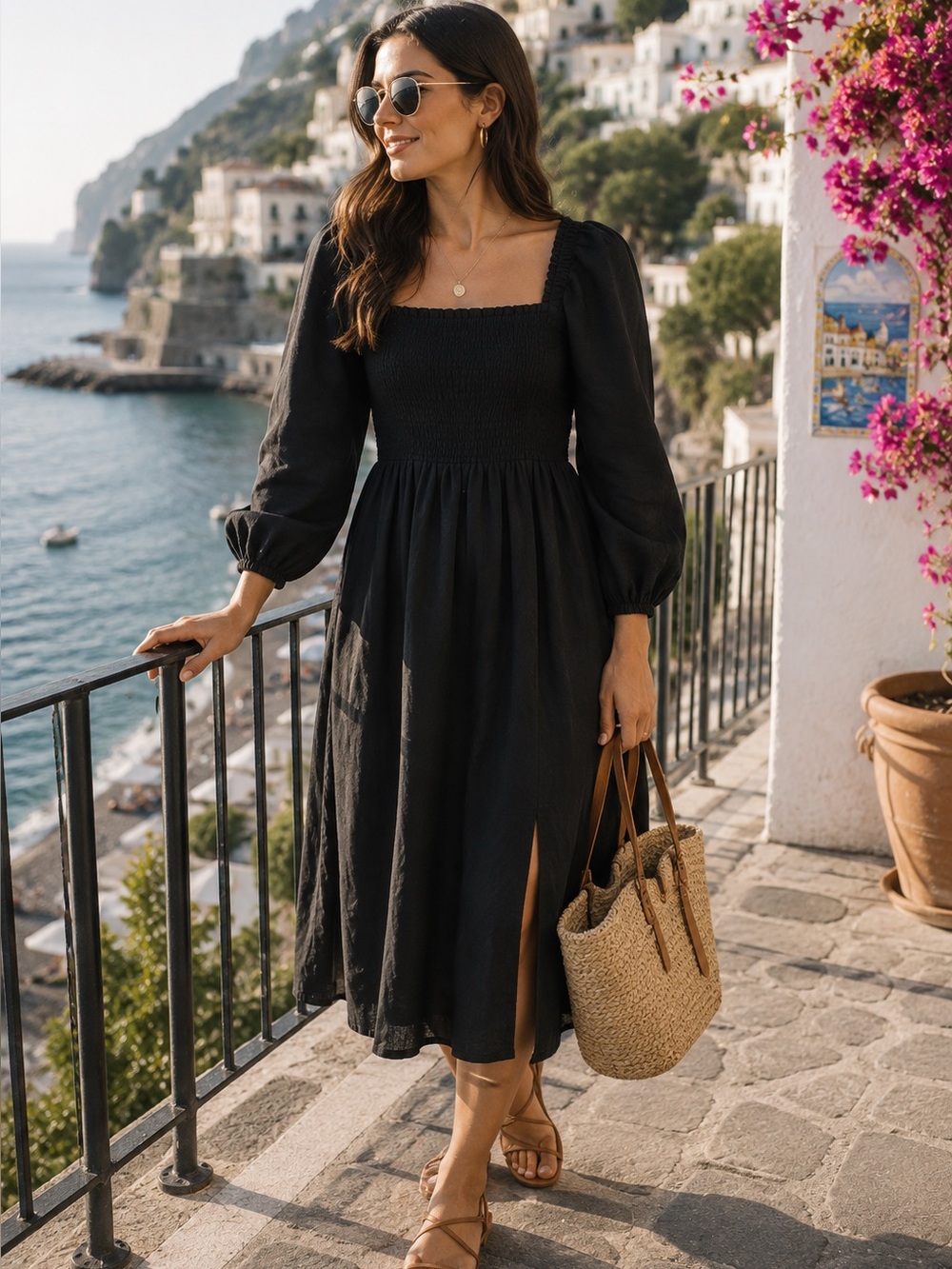 NEW J.Crew Women’s Linen Daydream Midi Dress Black - Picture 2 of 14